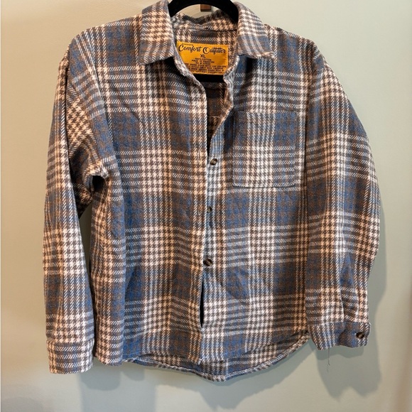 Plaid Button Down Shirt - Blue and White - Picture 2 of 4